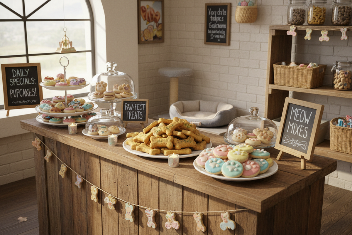 Pet gift basket with fresh bakery treats for dogs