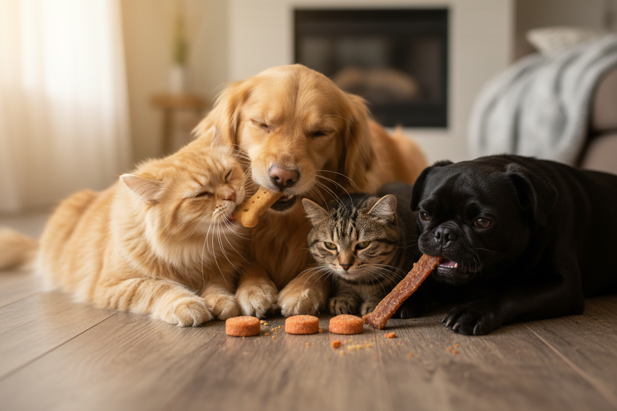 Thoughtfully prepared pet gift basket with bakery treats and toys