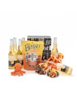 Quittin’ Time Dog & Owner Gift Basket with Beer, beer gift baskets, dog gift baskets, gifts, chew toys, treats, dog toys, beers