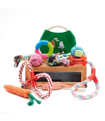 I Love Playtime Dog Gift Basket, dog gift baskets, dog gifts, dog toys, gifts, pet toys, pet gift basket
